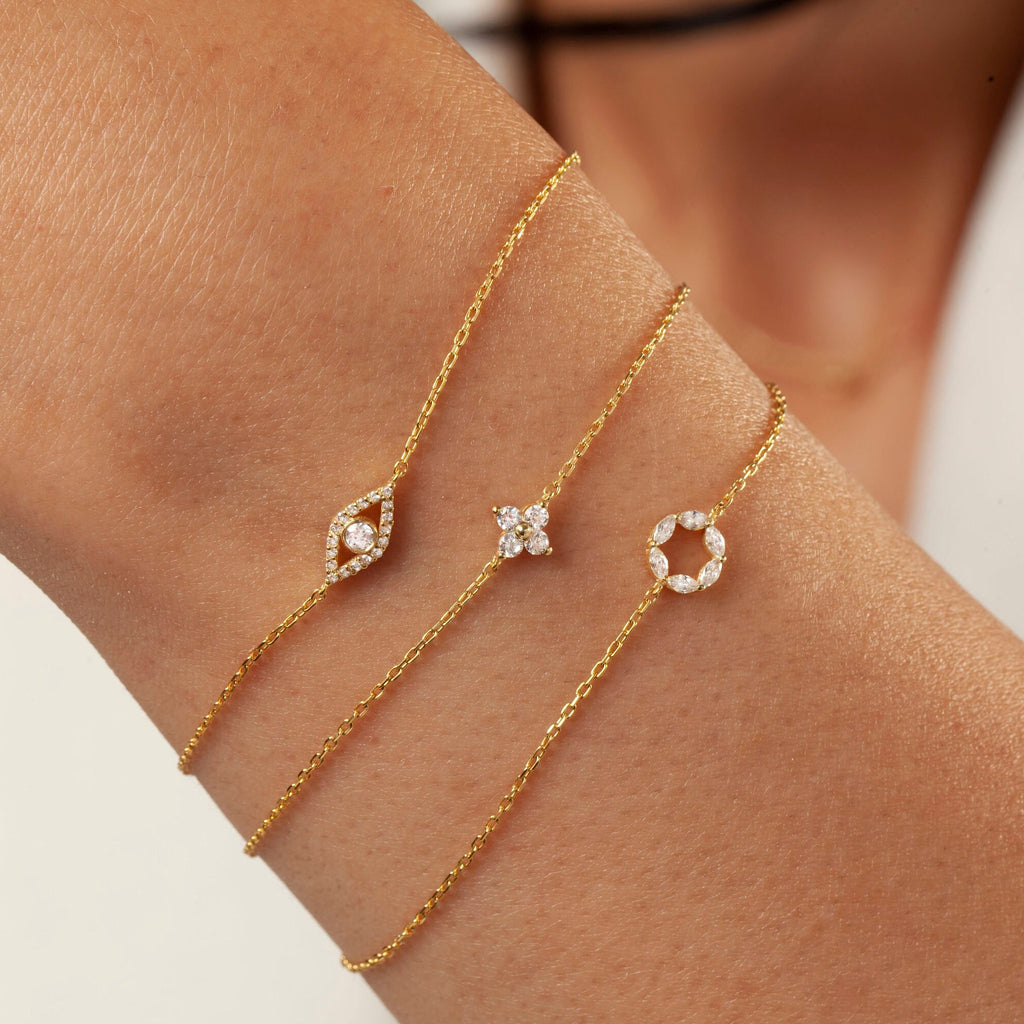 Evil Eye Bracelet / 14k Open Evil Eye Protection Bracelet / Protection Jewelry / Graduation Gift / Birthday Gift