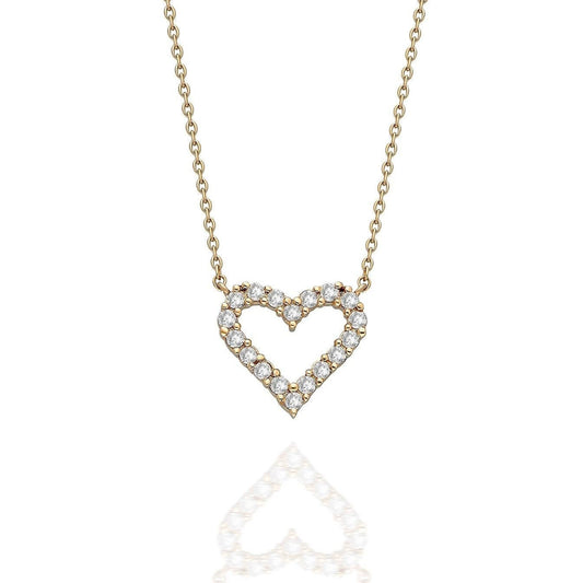 14k Gold and Solitaire Heart Diamond Necklace