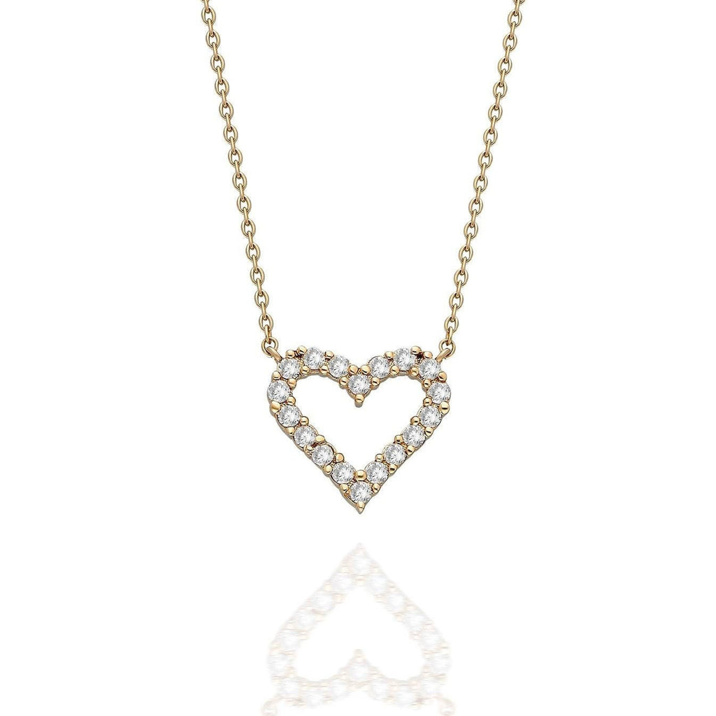 14k Gold and Solitaire Heart Diamond Necklace