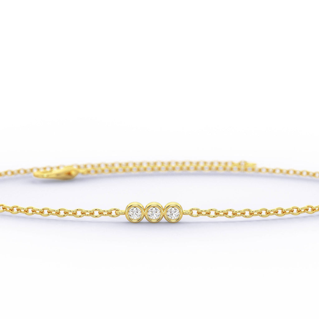 Diamond Bar Bracelet / Bezel Set Tria Bracelet / Dainty Diamond Bracelet / Holiday Gift