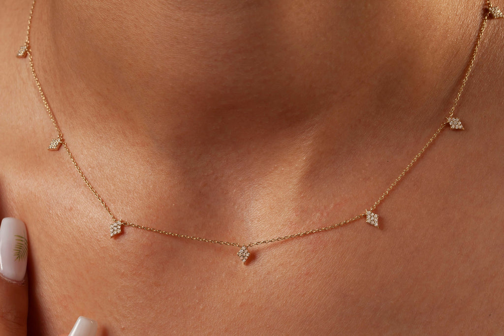 Diamond Station Necklace Clover