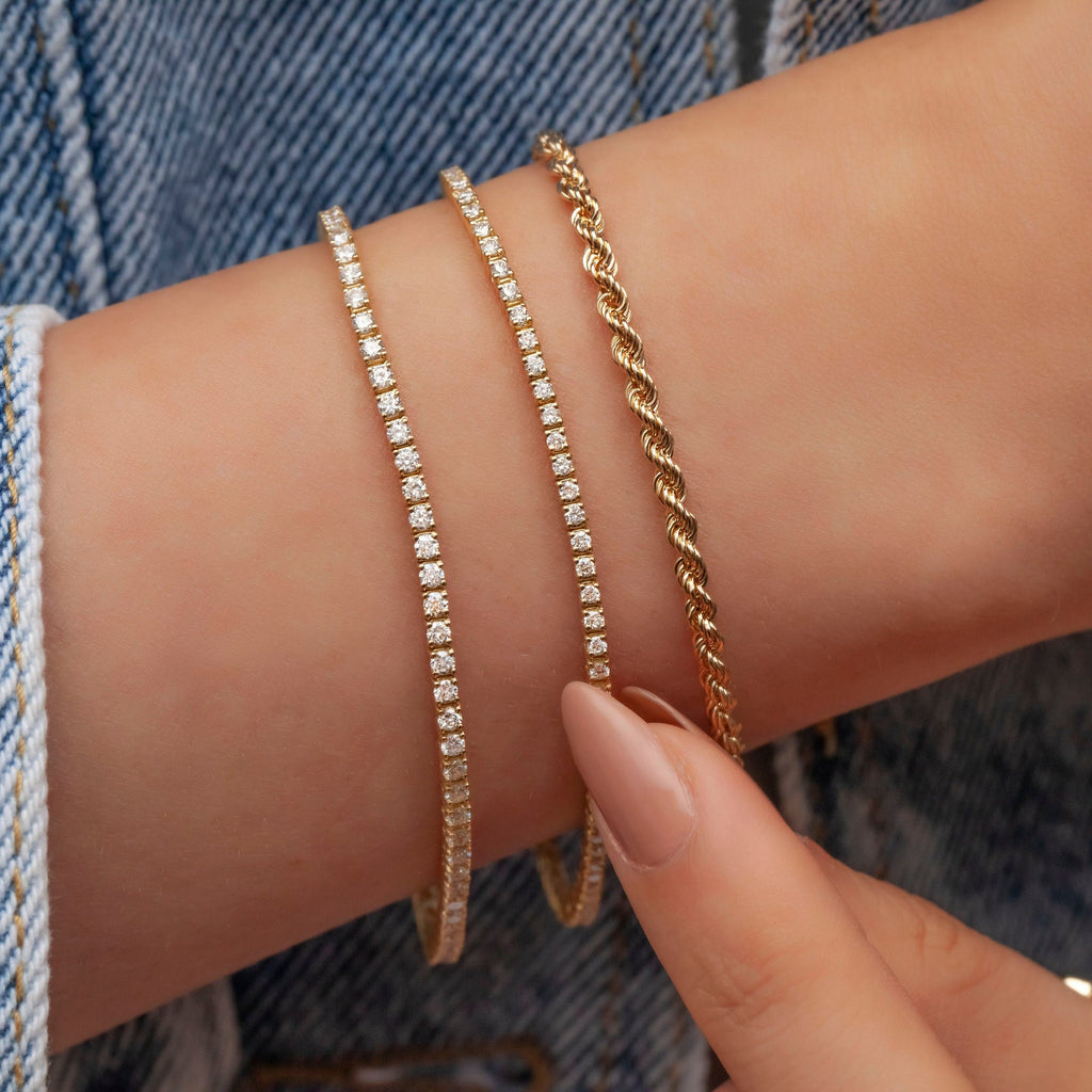 14k Classic 4 Prong Diamond Bracelet / 1 - 4 CT Diamond Tennis Bracelet /