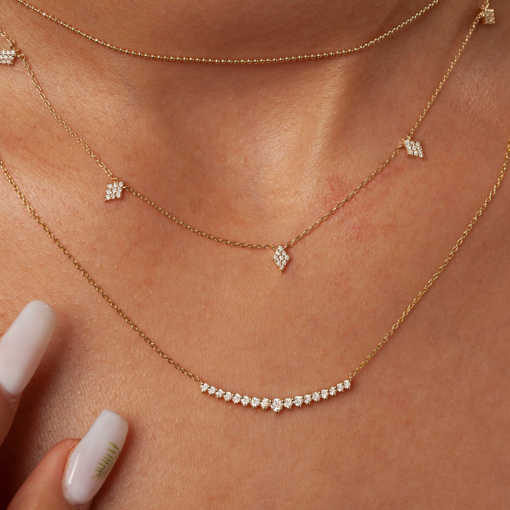 Diamond Station Necklace Clover