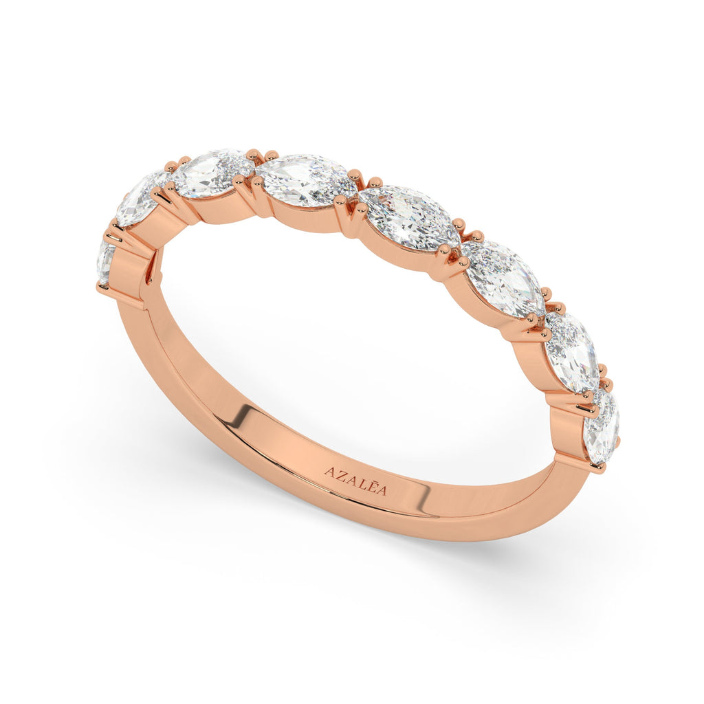 14k Gold Marquise Diamond Wedding Band - Anniversary Ring