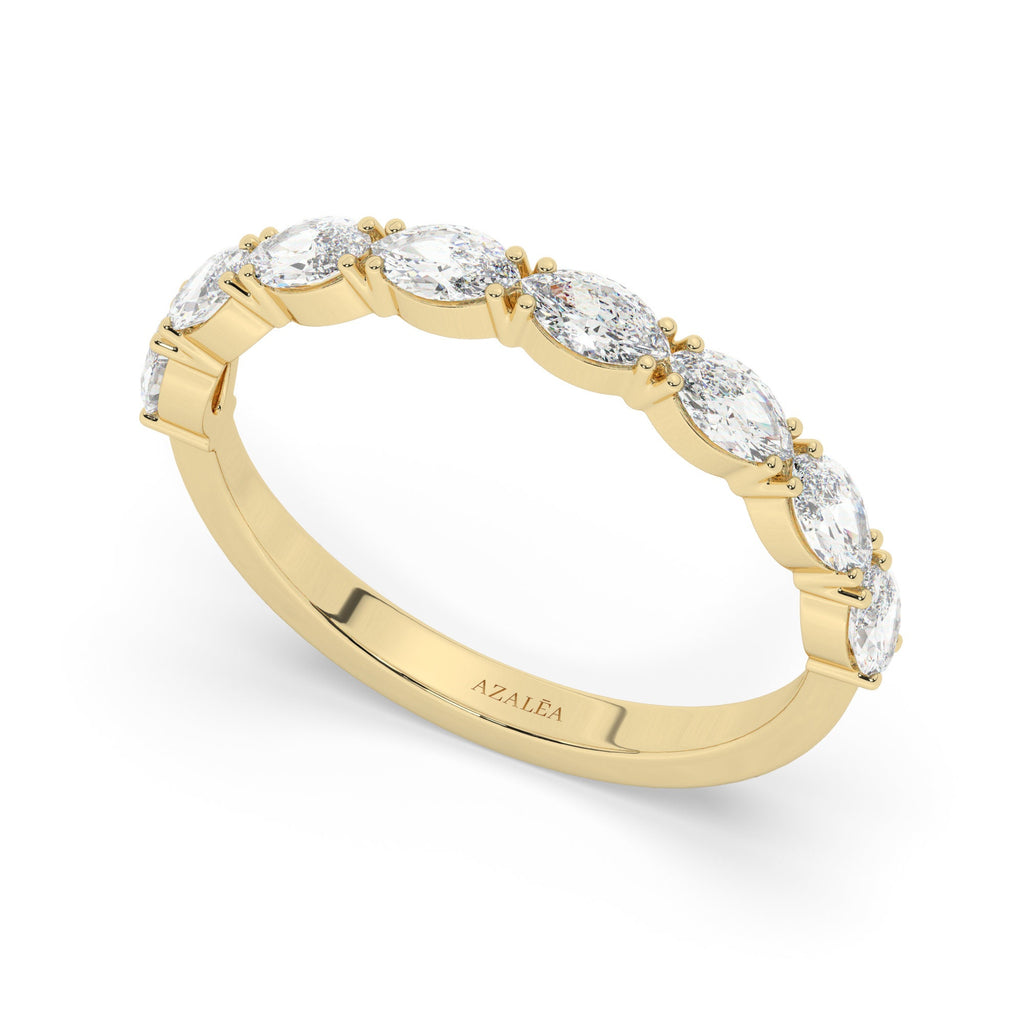 14k Gold Marquise Diamond Wedding Band - Anniversary Ring