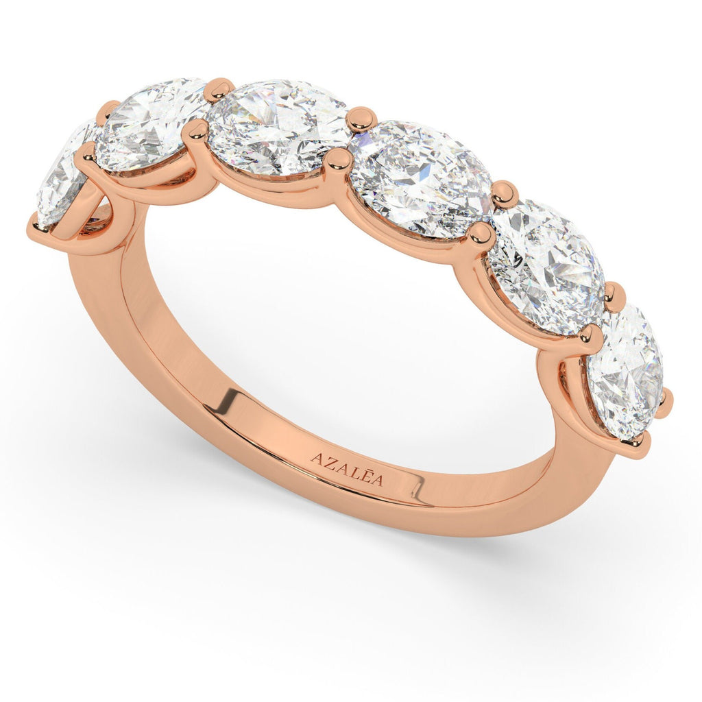 East West 1.50 ct Oval Diamond Wedding Band