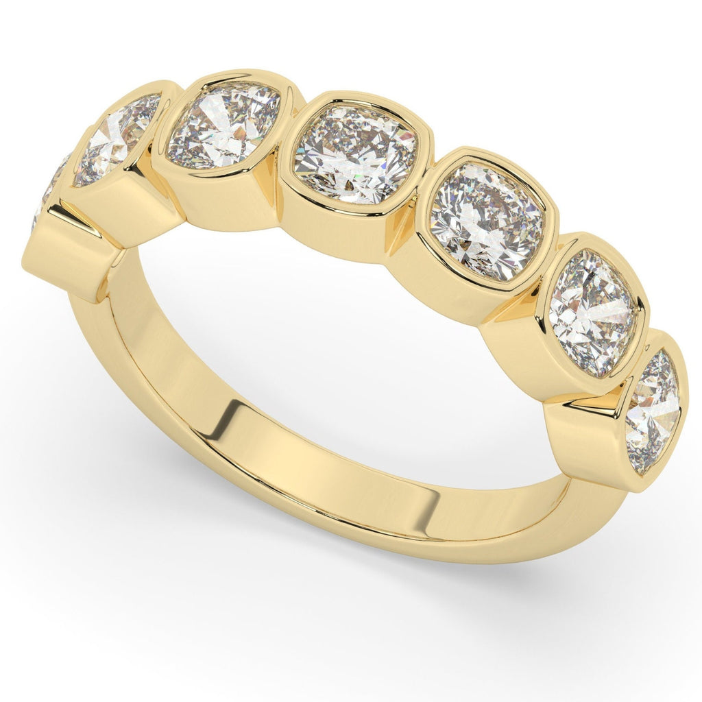 Cushion Cut Halfway Diamond Wedding Band / 2.5 CT Bezel Set Diamond