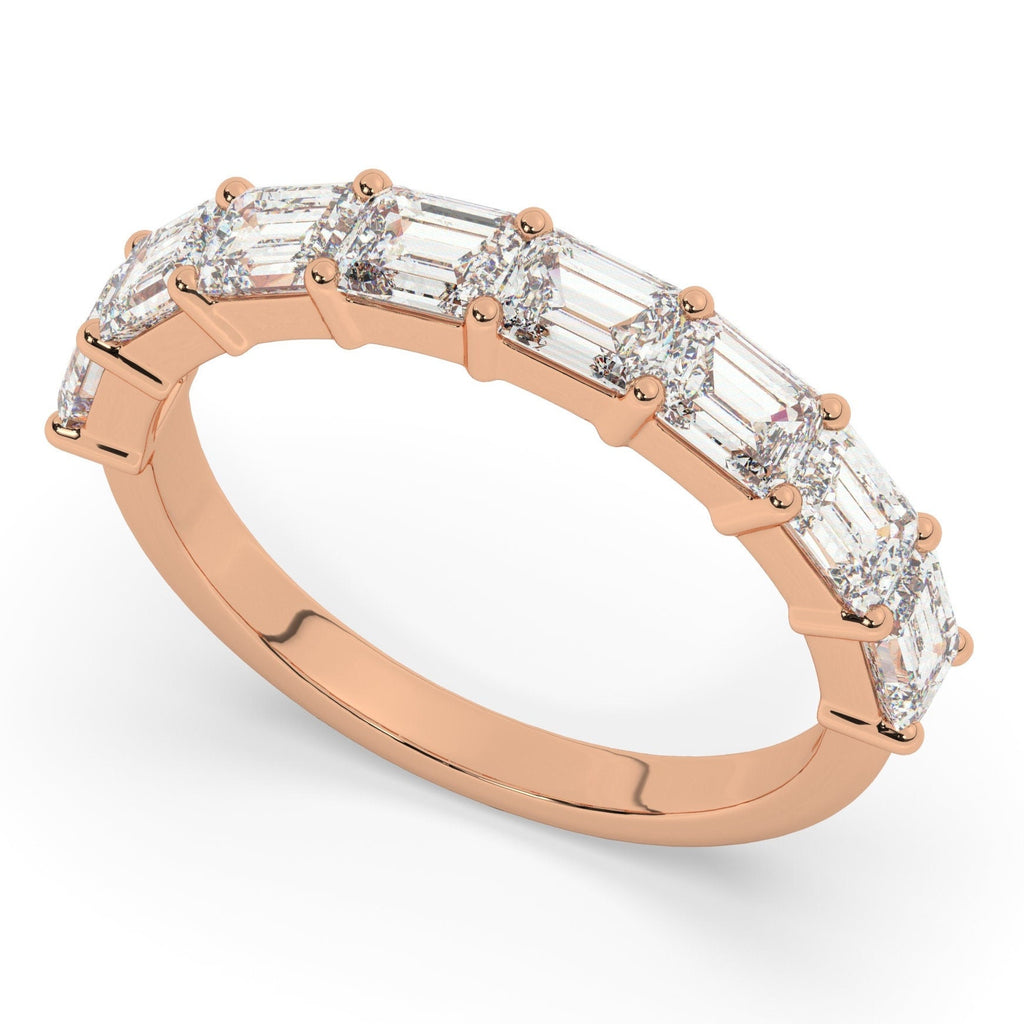 2 CT East West Emerald Diamond Wedding Band