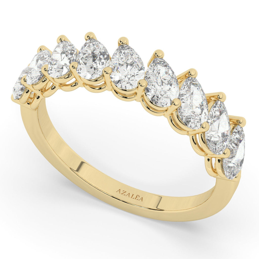 Tilted 1.8 CT Diamond Wedding Band 1.8 CT Pear Diamond