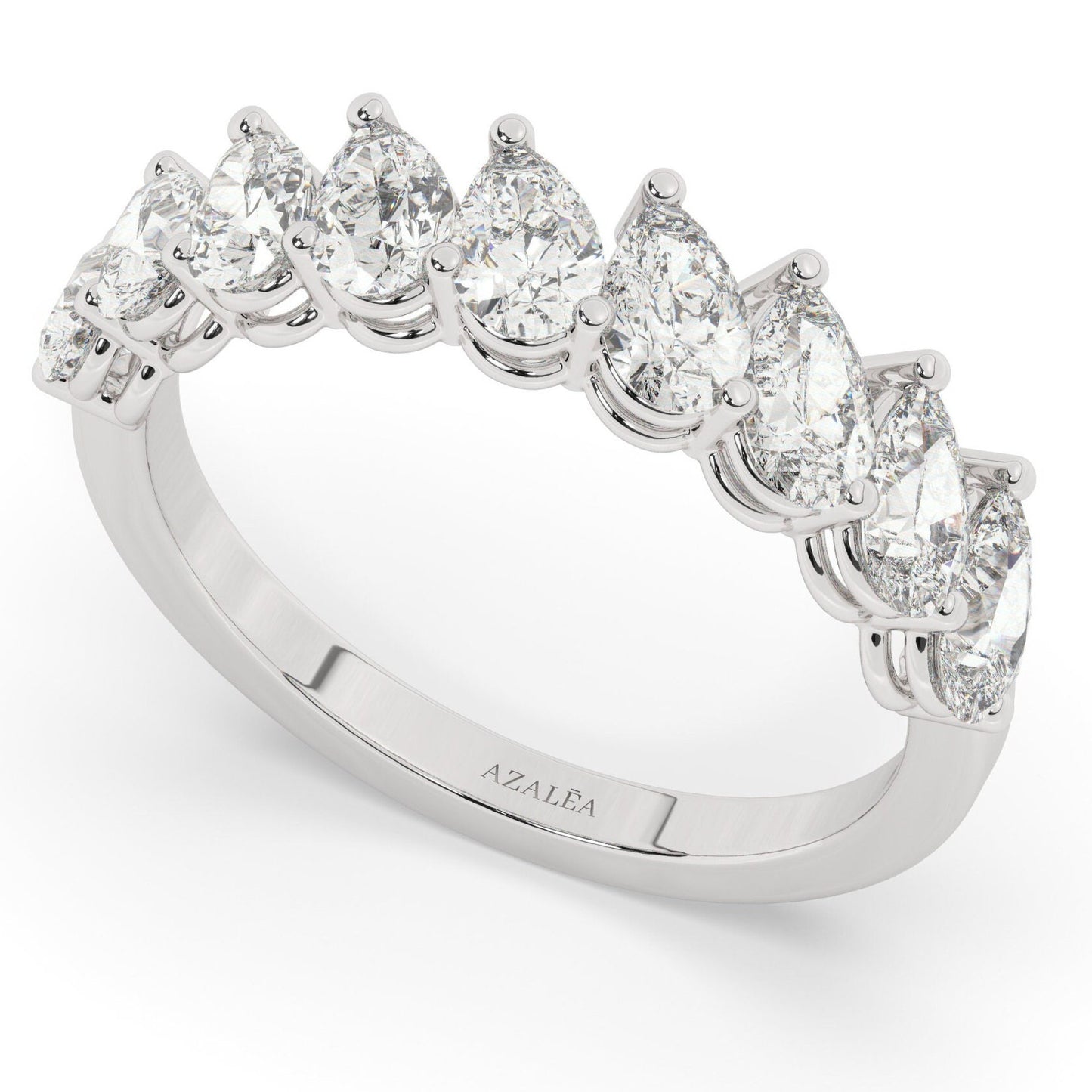 Tilted 1.8 CT Diamond Wedding Band 1.8 CT Pear Diamond