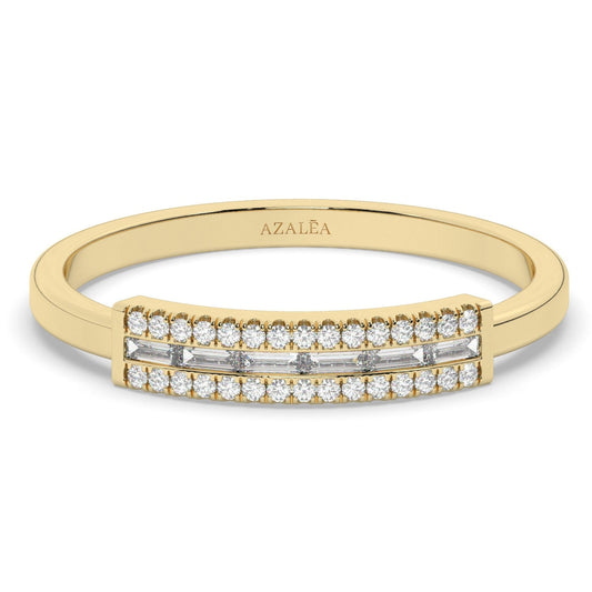 Baguette Diamond Stacking Ring / 14k Gold Baguette Diamond Wedding Band / Diamond Stacking Ring / Anniversary Gift / Diamond Gift Ideas