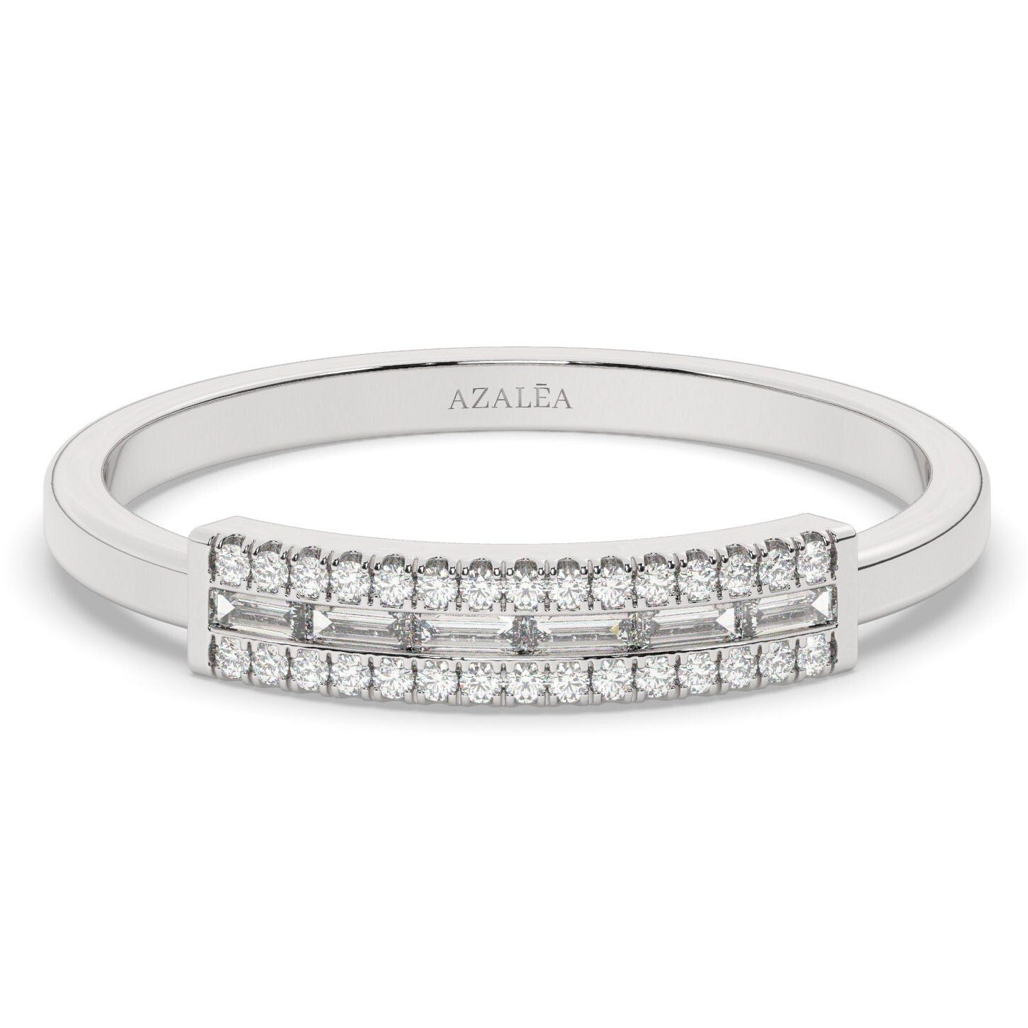 Baguette Diamond Stacking Ring / 14k Gold Baguette Diamond Wedding Band / Diamond Stacking Ring / Anniversary Gift / Diamond Gift Ideas