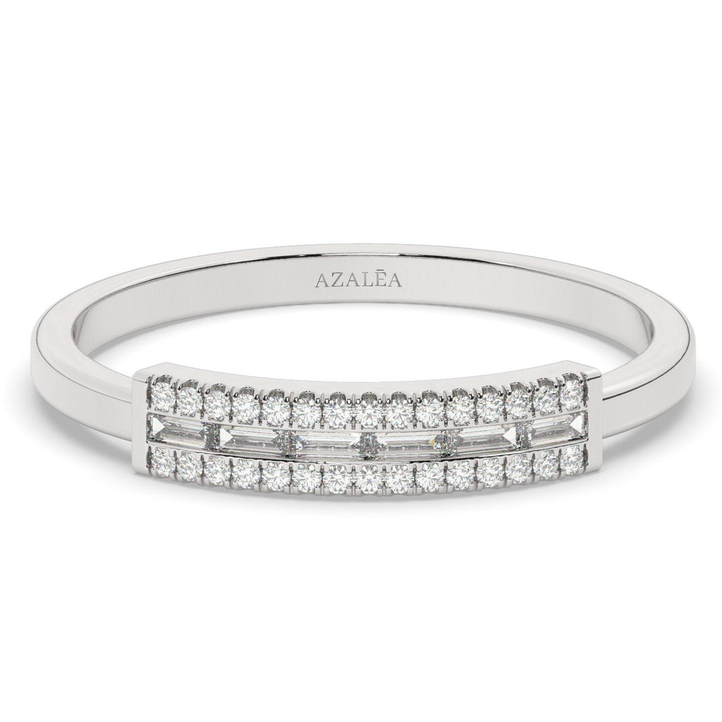 Baguette Diamond Stacking Ring / 14k Gold Baguette Diamond Wedding Band / Diamond Stacking Ring / Anniversary Gift / Diamond Gift Ideas