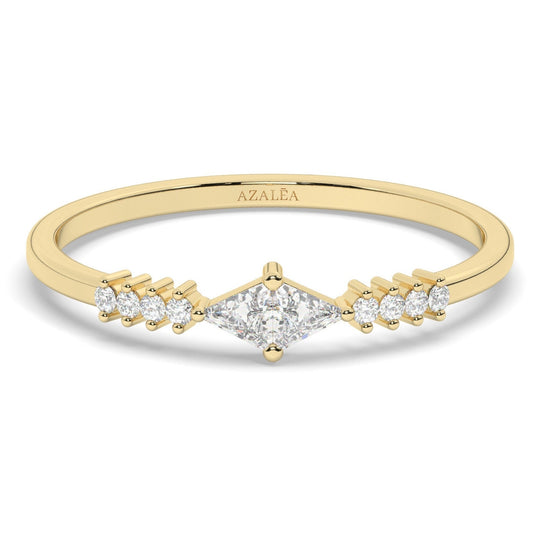 Trillion Diamond Stacking Ring / 14k Gold Diamond Wedding Band / Diamond Stacking Ring / Diamond Anniversary Gift / Diamond Birthday Gift