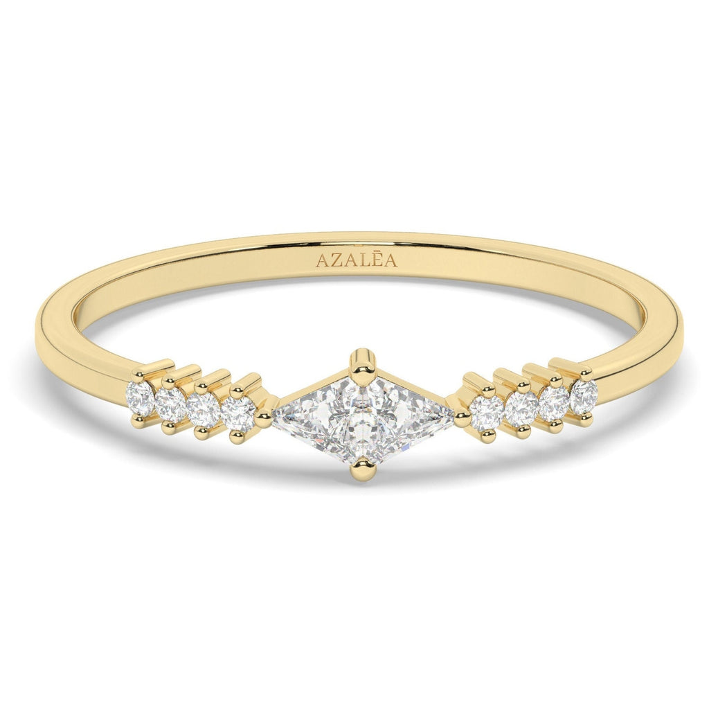 Trillion Diamond Stacking Ring / 14k Gold Diamond Wedding Band / Diamond Stacking Ring / Diamond Anniversary Gift / Diamond Birthday Gift