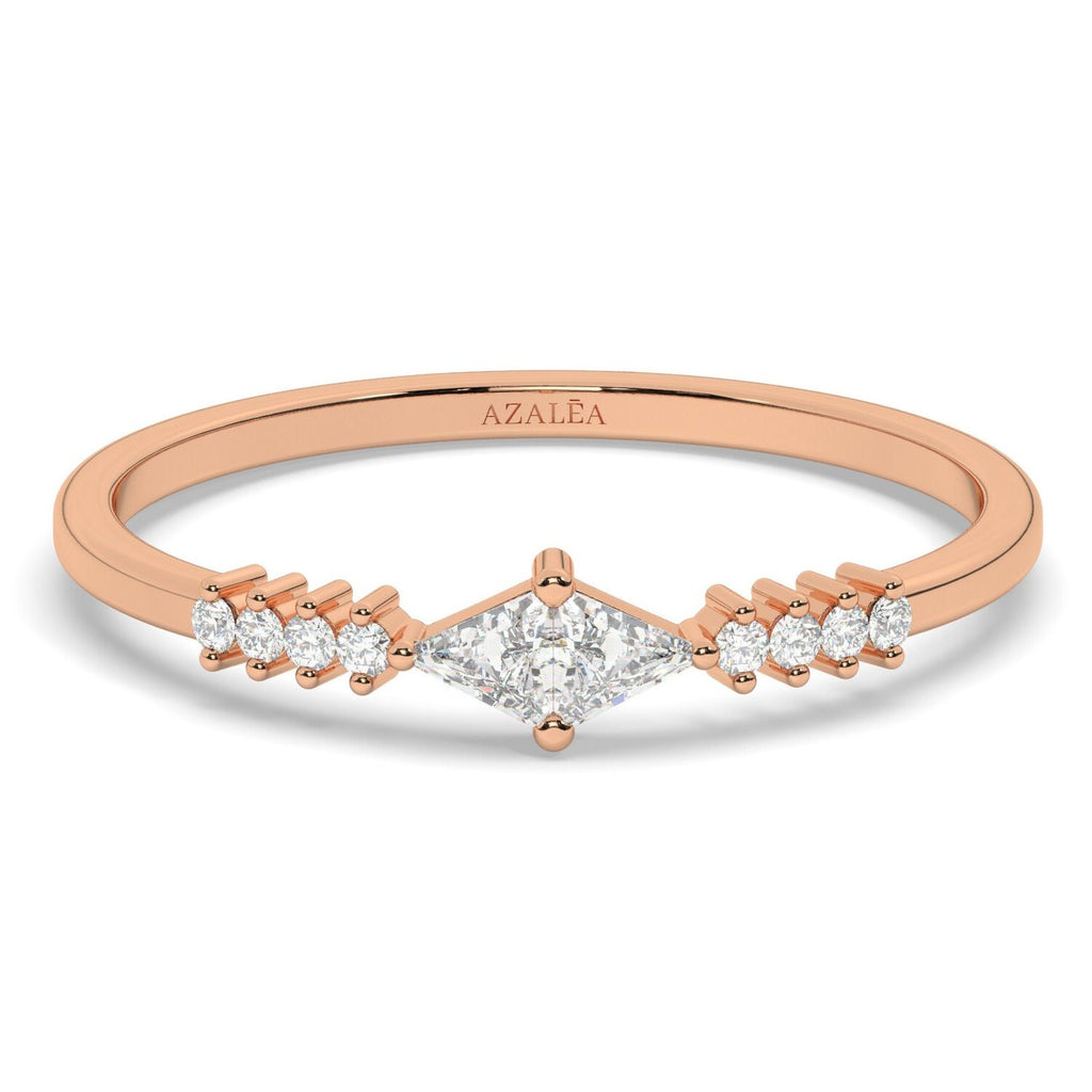 Trillion Diamond Stacking Ring / 14k Gold Diamond Wedding Band / Diamond Stacking Ring / Diamond Anniversary Gift / Diamond Birthday Gift