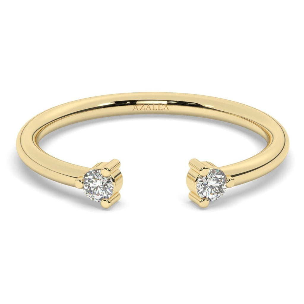 Diamond Cuff Ring / 14k Gold Round Diamond Cuff Stacking Ring / Stacking Ring / Birthday Gift / Graduation Gift / Anniversary Ring