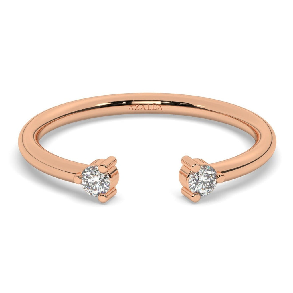 Diamond Cuff Ring / 14k Gold Round Diamond Cuff Stacking Ring / Stacking Ring / Birthday Gift / Graduation Gift / Anniversary Ring