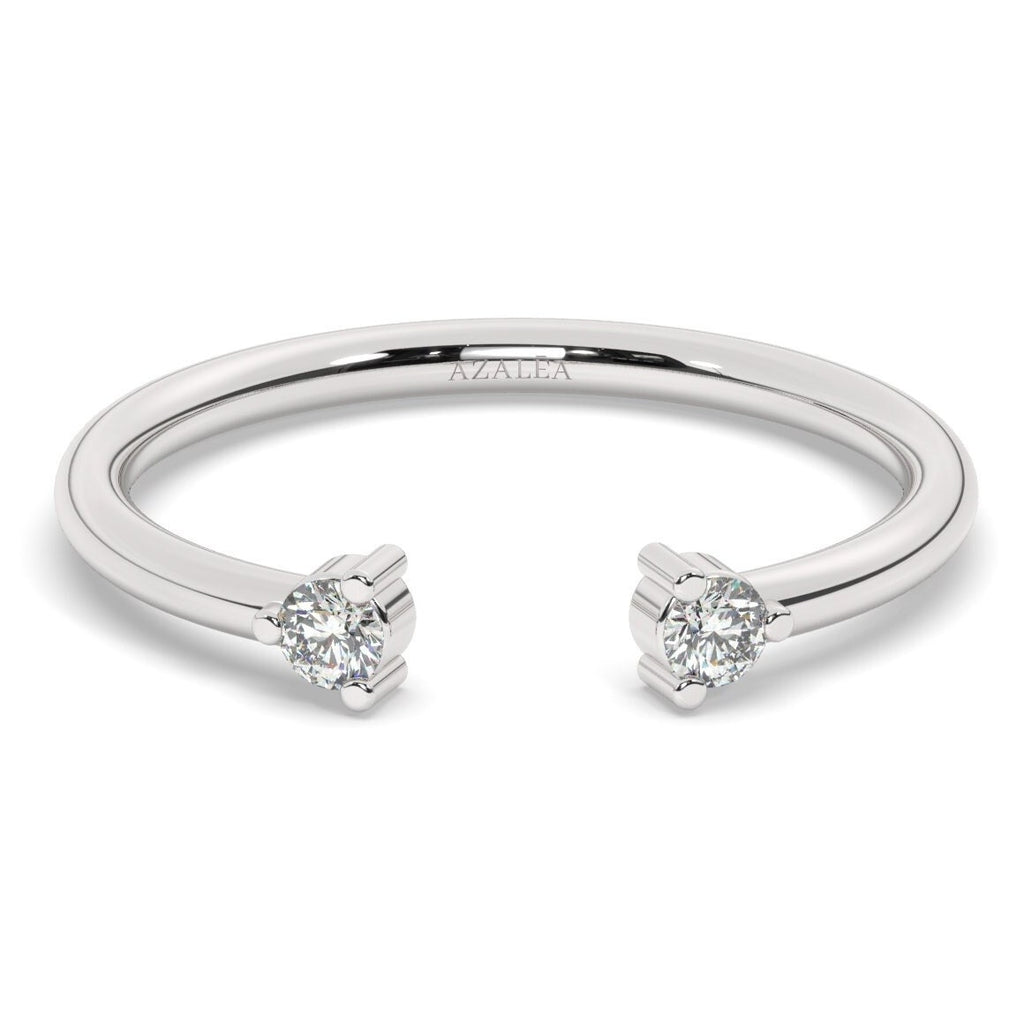 Diamond Cuff Ring / 14k Gold Round Diamond Cuff Stacking Ring / Stacking Ring / Birthday Gift / Graduation Gift / Anniversary Ring