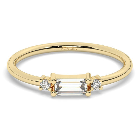 Baguette Diamond Stacking Ring / 0.35 CT 14k Gold Baguette Diamond Wedding Ring / Anniversary Gift / Engagement Ring/ Diamond Gift Idea