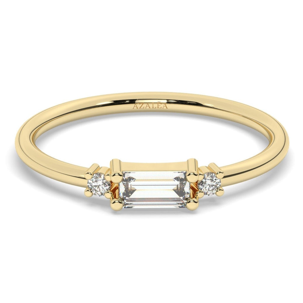 Baguette Diamond Stacking Ring / 0.35 CT 14k Gold Baguette Diamond Wedding Ring / Anniversary Gift / Engagement Ring/ Diamond Gift Idea