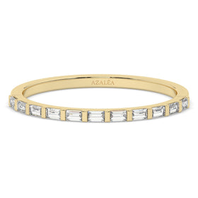 Baguette Diamond Ring / 14k Gold Half Eternity Diamond Wedding Band / Diamond Stacking Ring / Bridal Gift / Anniversary Gift