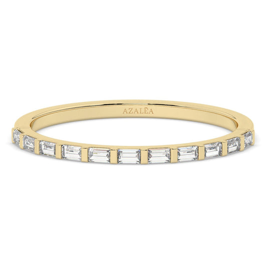 Baguette Diamond Ring / 14k Gold Half Eternity Diamond Wedding Band / Diamond Stacking Ring / Bridal Gift / Anniversary Gift