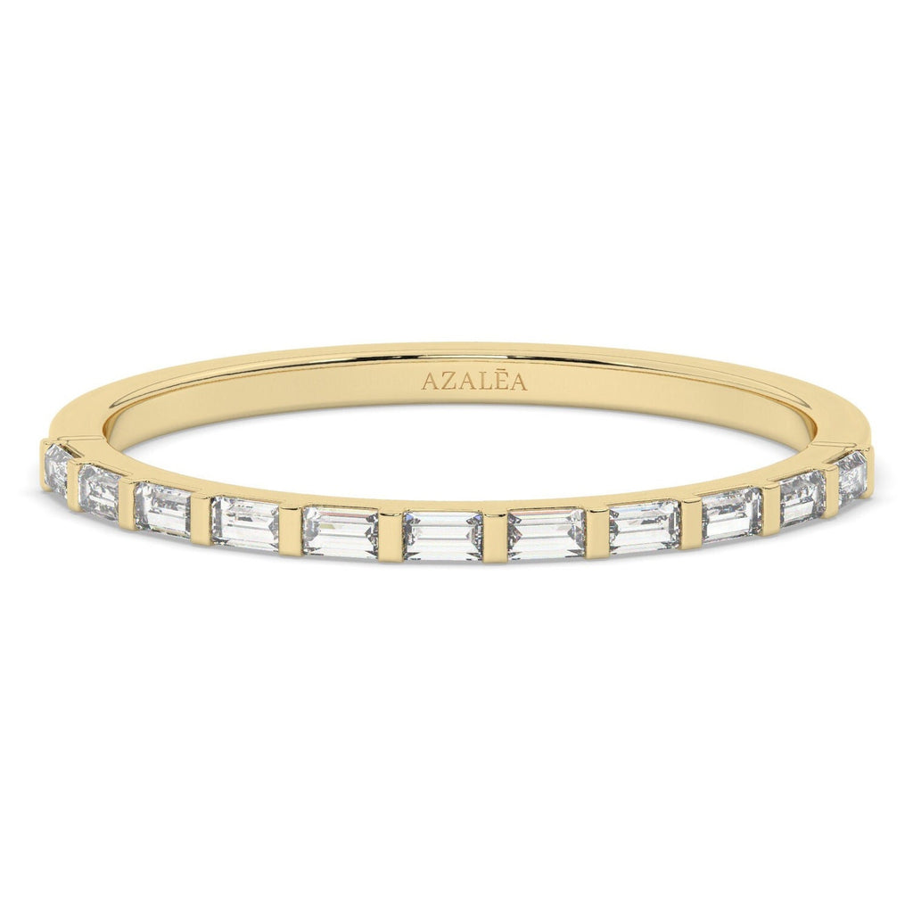 Baguette Diamond Ring / 14k Gold Half Eternity Diamond Wedding Band / Diamond Stacking Ring / Bridal Gift / Anniversary Gift