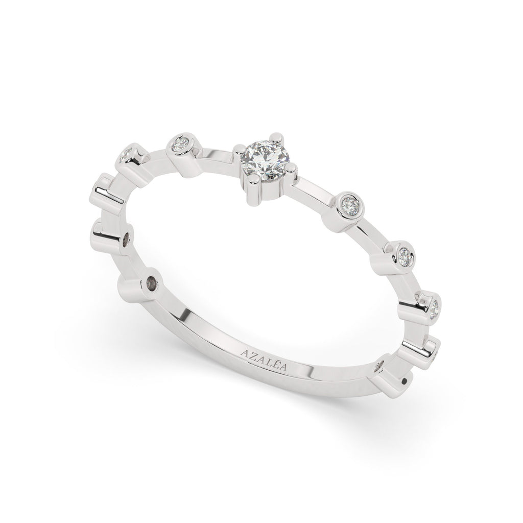 Diamond Stacking Ring / 14k Gold Round Diamond Wedding Band / Stacking Ring / Diamond Anniversary Gift / Diamond Birthday Gift