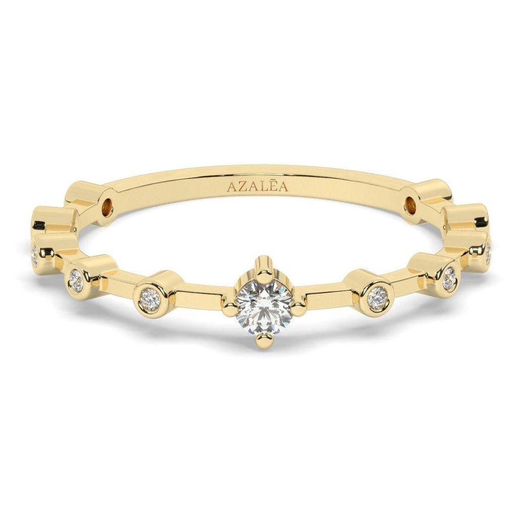 Diamond Stacking Ring / 14k Gold Round Diamond Wedding Band / Stacking Ring / Diamond Anniversary Gift / Diamond Birthday Gift