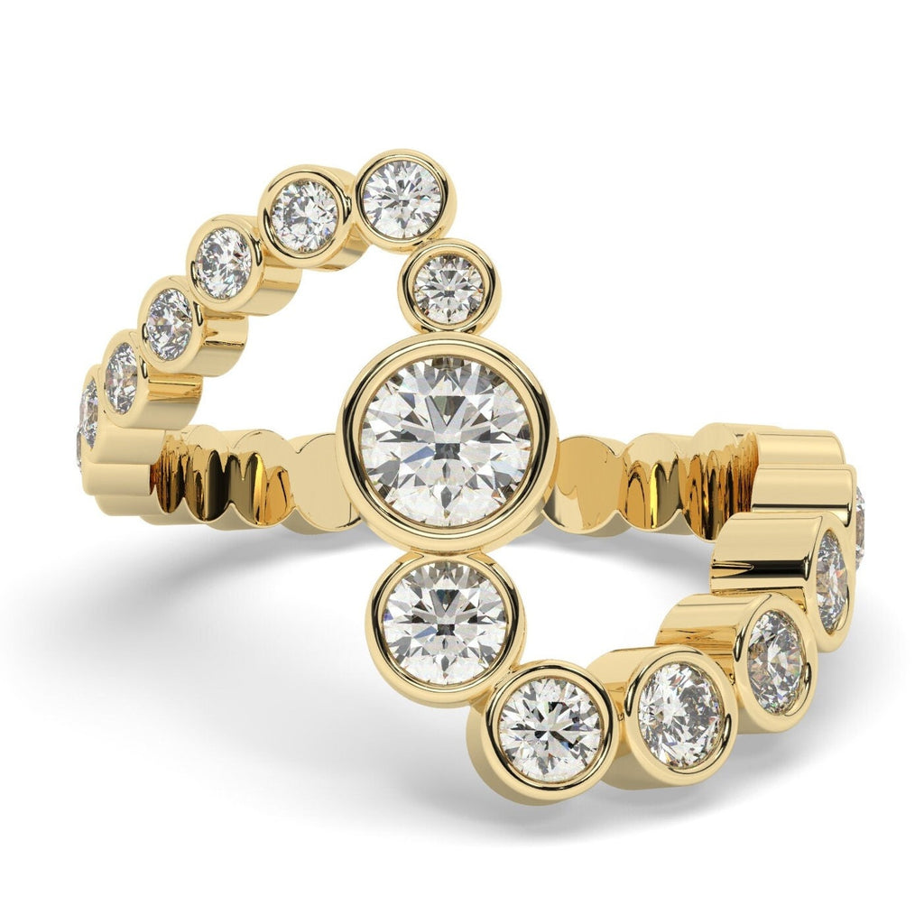 14k Gold Bezel Set Diamond Spiral Stacking Ring/ Promise Ring/ Wedding Band/ Unique Design Ring / Natural, Lab Diamond, Moissanite Ring