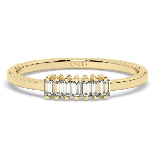 14k Gold Baguette Diamond Wedding Band/ Baguette Diamond Stacking Ring / Anniversary Bridal Gift / Minimalist Diamond Ring