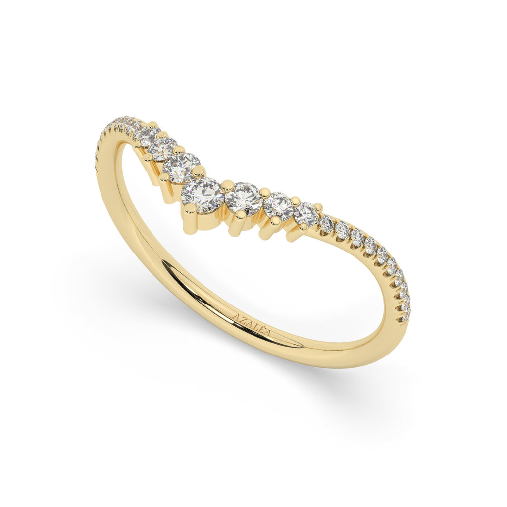 Curved Diamond Chevron Wedding Band