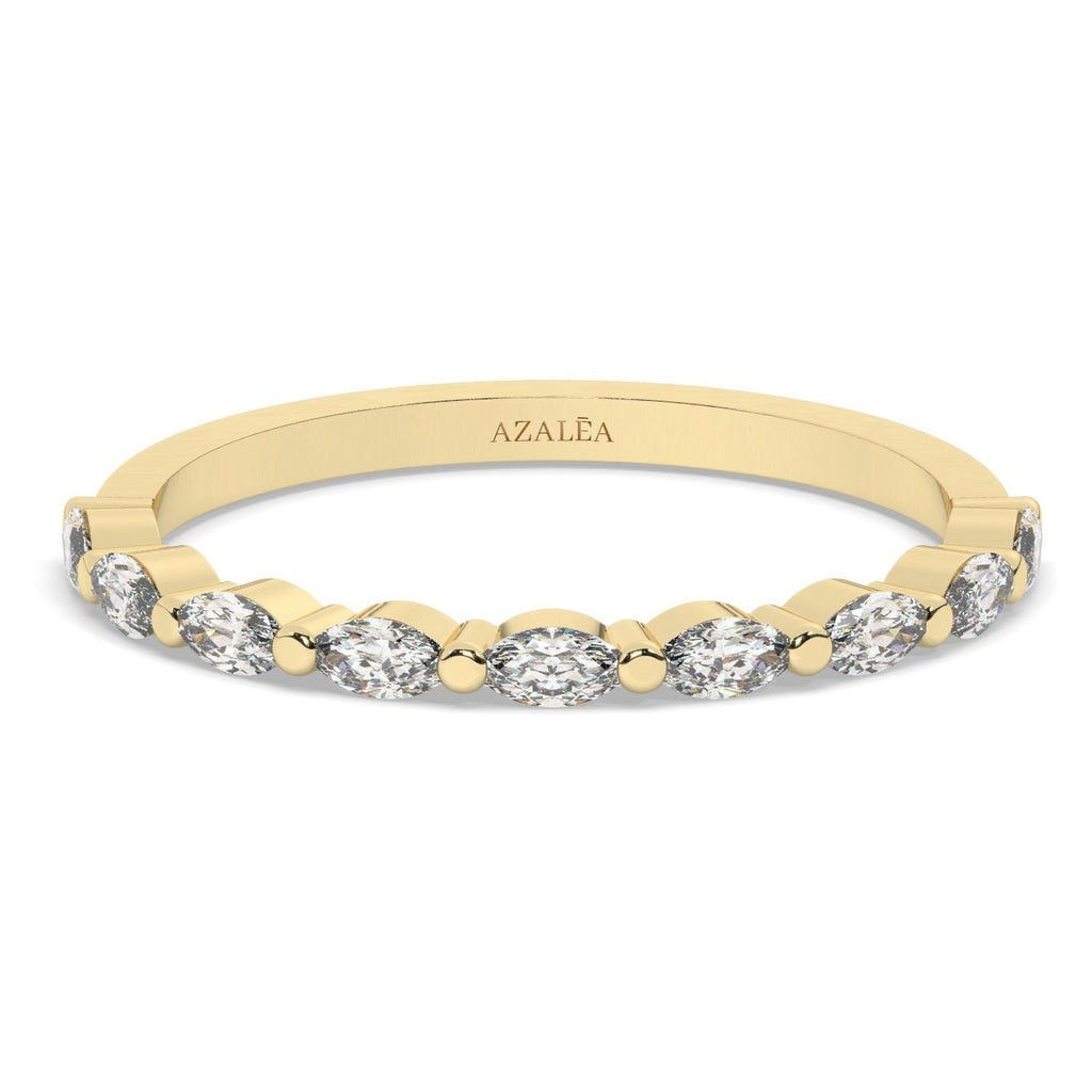 Marquise Diamond Wedding Band / 14k Gold Marquise Diamond Wedding Ring / Stacking Ring / Anniversary Gift / Birthday Gift / Graduation Gift