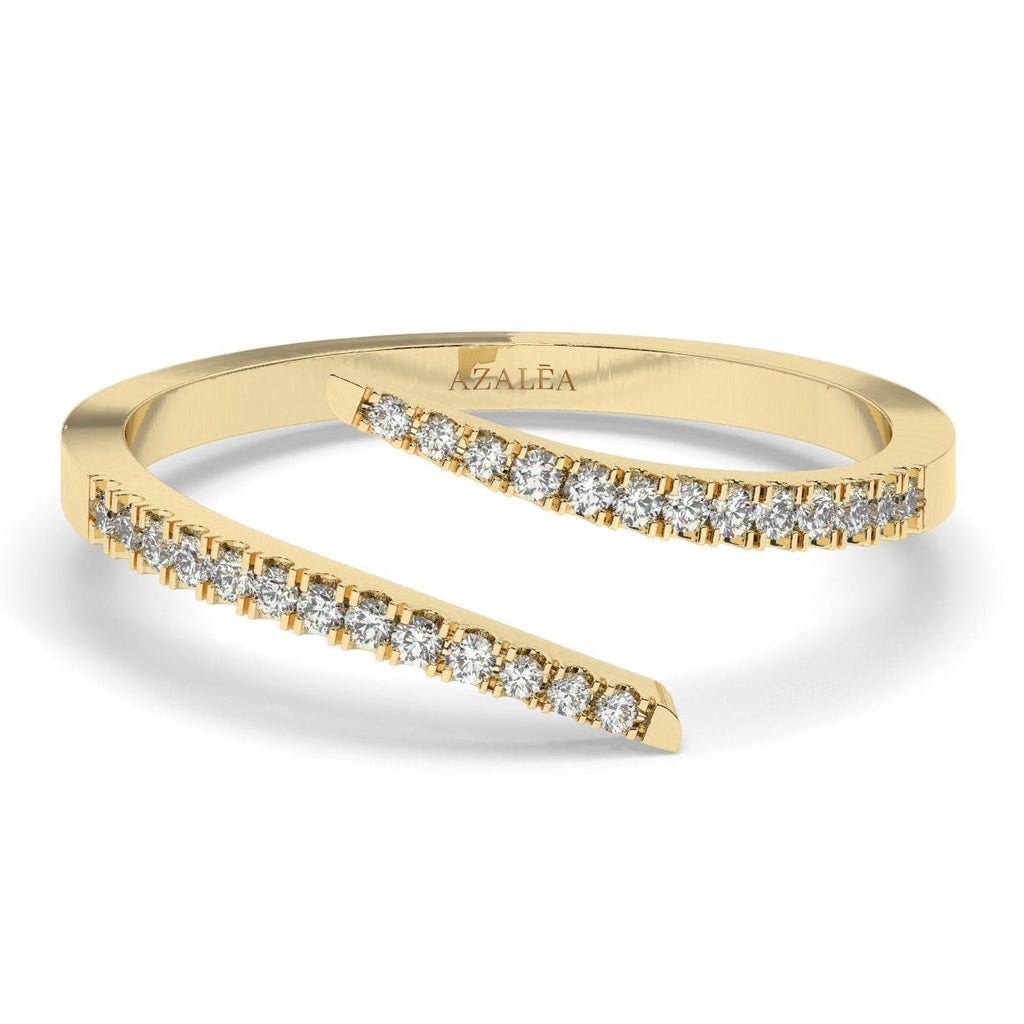 Diamond Spiral Cuff Ring / 14k Gold Spiral Diamond Cuff Ring / Anniversary Ring / Wedding Band / Stacking Ring / Bridal Gift / Birthday Gift