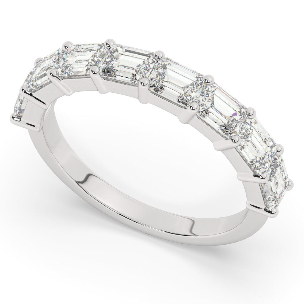 2 CT East West Emerald Diamond Wedding Band