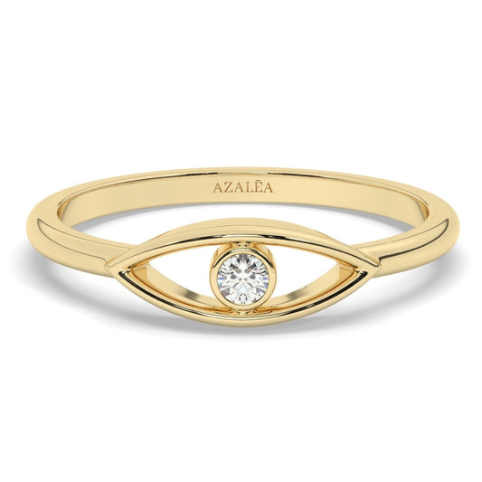 Diamond Evil Eye Ring / 14k Gold Diamond Evil Eye Ring / Protection Ring / Graduation Gift / Birthday Gift / Evil Eye Gift Ideas