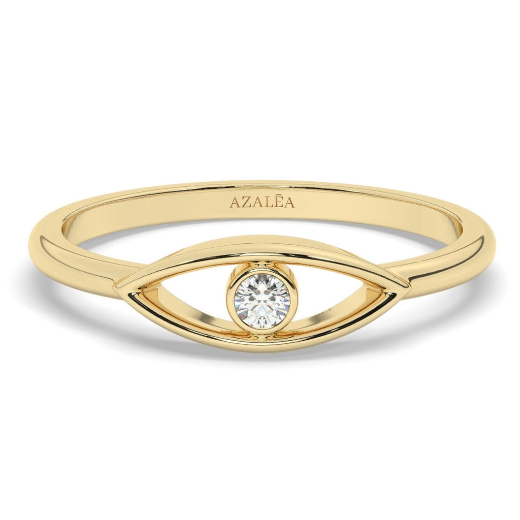 Diamond Evil Eye Ring / 14k Gold Diamond Evil Eye Ring / Protection Ring / Graduation Gift / Birthday Gift / Evil Eye Gift Ideas