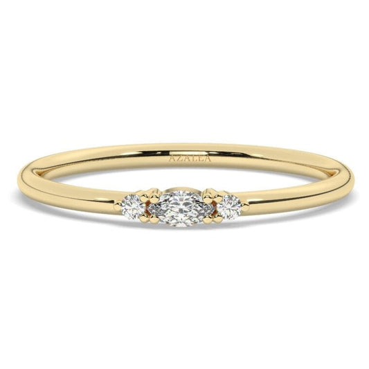 Marquise Diamond Stacking Ring / 14k Marquise and Round Diamond Wedding Ring / Wedding Band / Stacking Ring / Diamond Bridal Gift Ideas