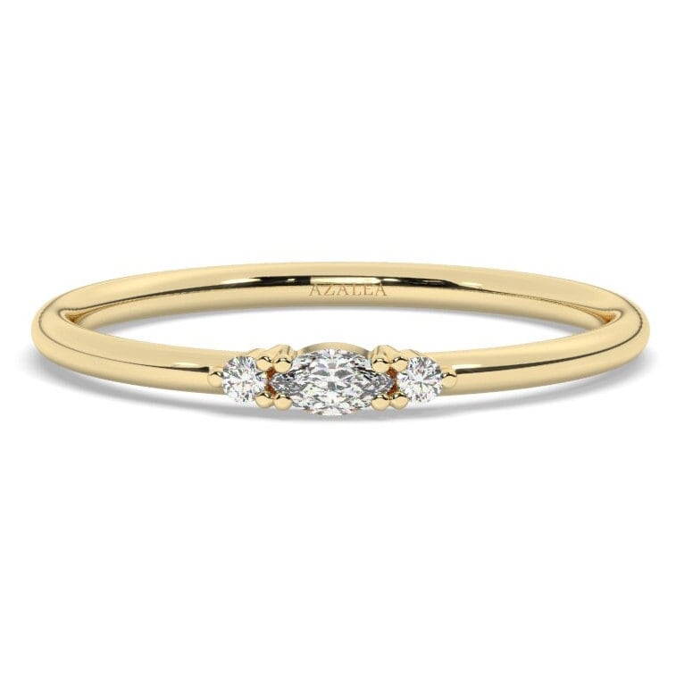 Marquise Diamond Stacking Ring / 14k Marquise and Round Diamond Wedding Ring / Wedding Band / Stacking Ring / Diamond Bridal Gift Ideas