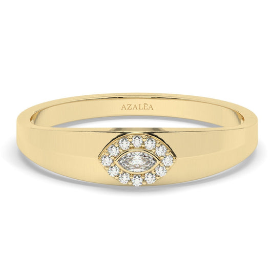 Diamond Evil Eye Wide Stacking Ring