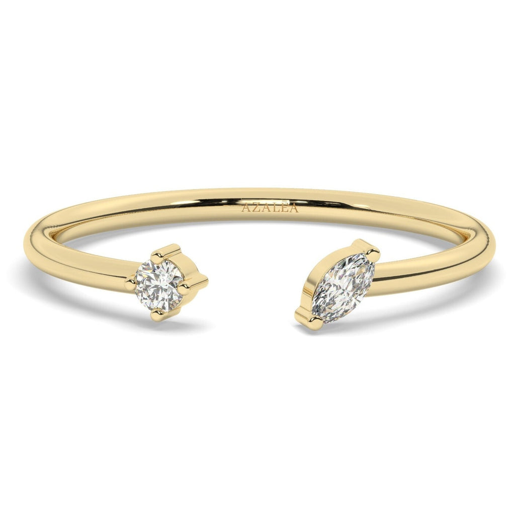 Marquise and Round Diamond Cuff Ring