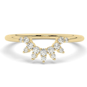 14k Gold Curved Diamond Wedding Band / Diamond Stackable Rings / Curved Stacking Ring Diamond Anniversary Gift Idea / Bridal Ring