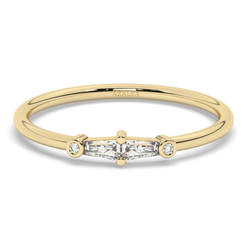 14k Solid Gold Tapered Baguette Diamond Wedding Band / Anniversary Gift / Diamond Gift Ideas / Half Eternity / Unique Diamond Stacking Ring