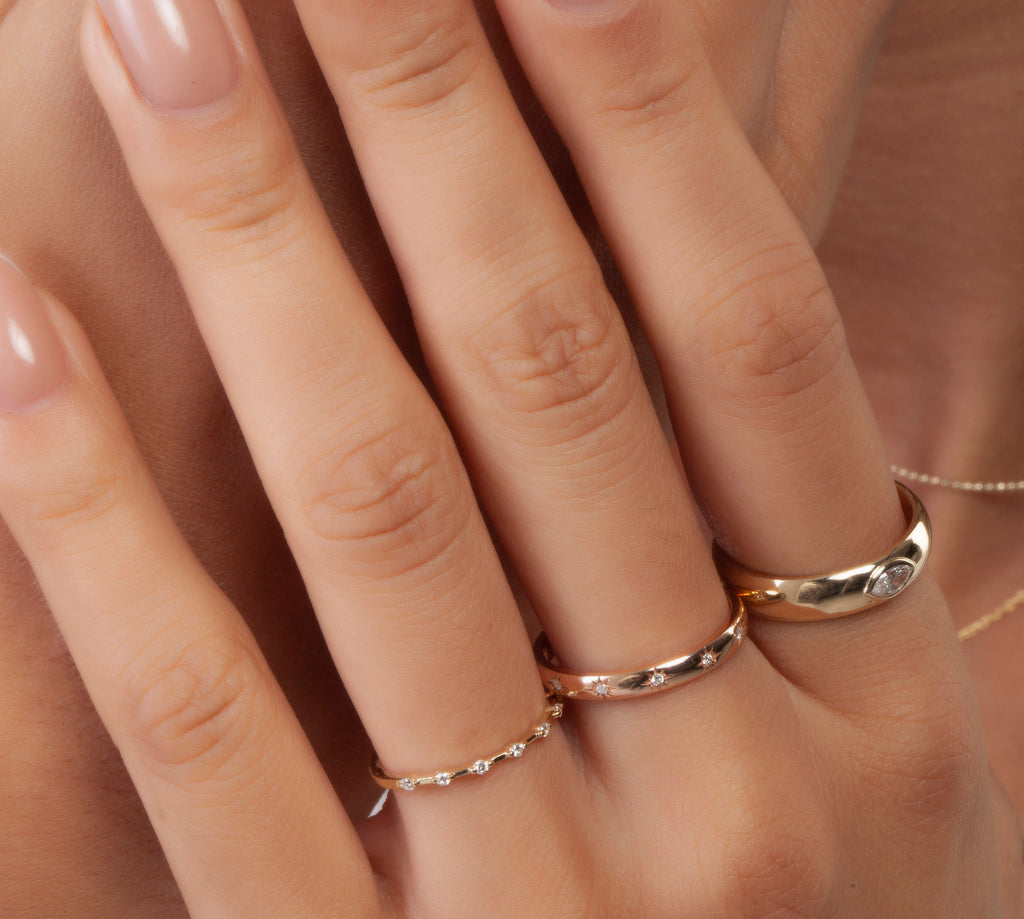 Diamond Stacking Ring / 14k Gold Round Diamond Wedding Band / Diamond Stacking Ring / Diamond Anniversary Gift / Diamond Birthday Gift