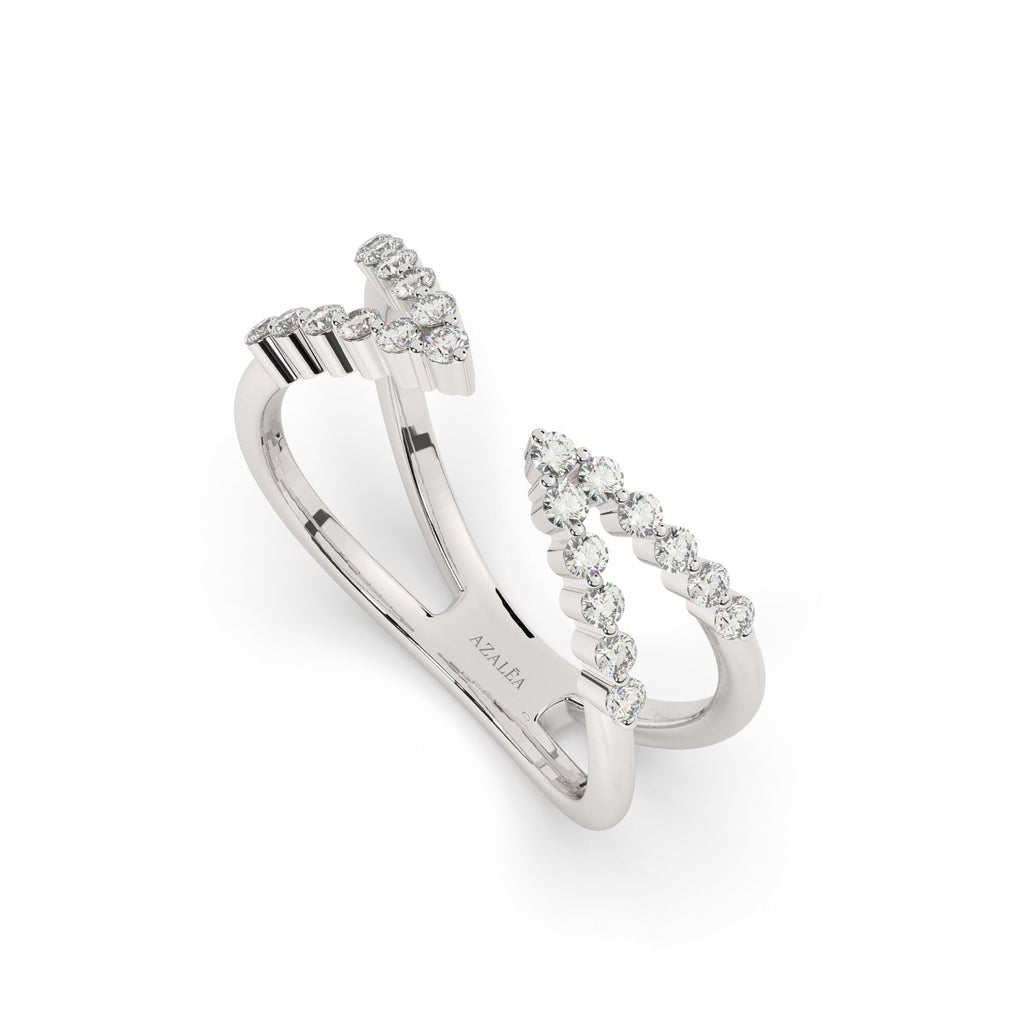 14k Gold Round Diamond Ring/ Diamond Cuff Ring / Anniversary Birthday Graduation Gift / Open Ring / Stackable Ring / Lab or Natural Diamonds