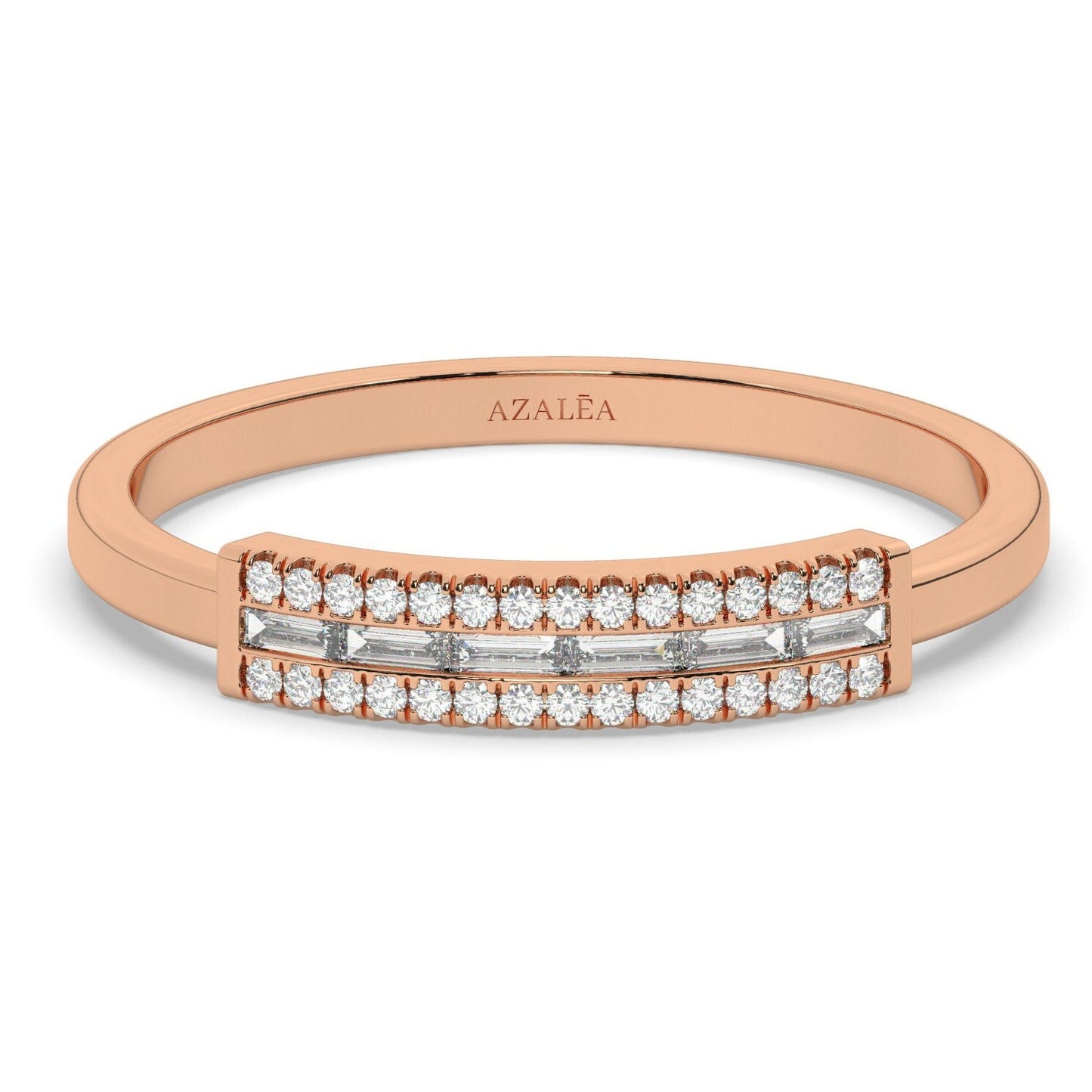 Baguette Diamond Stacking Ring / 14k Gold Baguette Diamond Wedding Band / Diamond Stacking Ring / Anniversary Gift / Diamond Gift Ideas