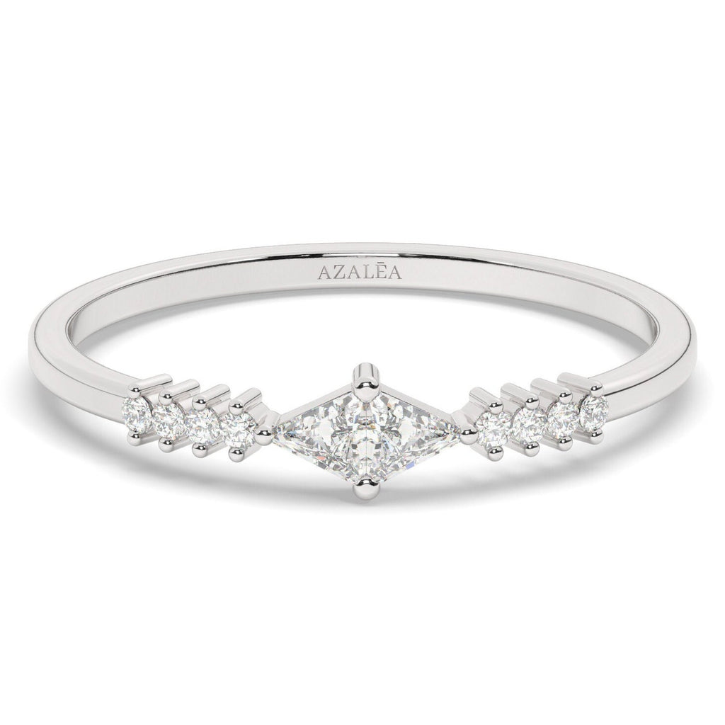 Trillion Diamond Stacking Ring / 14k Gold Diamond Wedding Band / Diamond Stacking Ring / Diamond Anniversary Gift / Diamond Birthday Gift