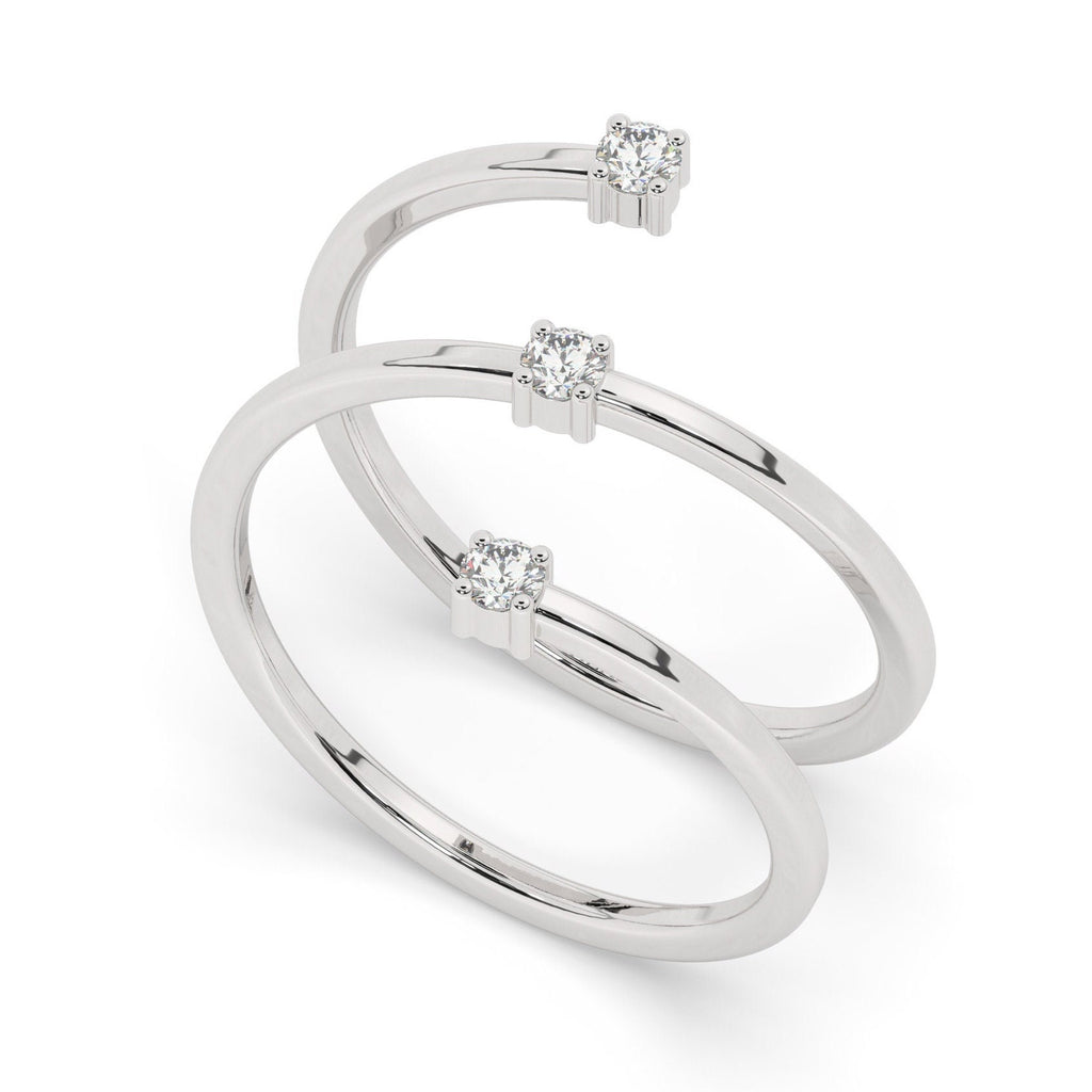 Diamond Spiral Cuff Ring / 14k Gold Spiral Diamond Cuff Ring / Diamond Spiral Ring/ Wedding Band / Stacking Ring / Birthday Gift