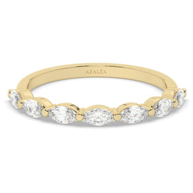 Marquise Diamond Wedding Band / 14k Gold Diamond Half Eternity Ring / Marquise Half Eternity Ring / Diamond Wedding Ring